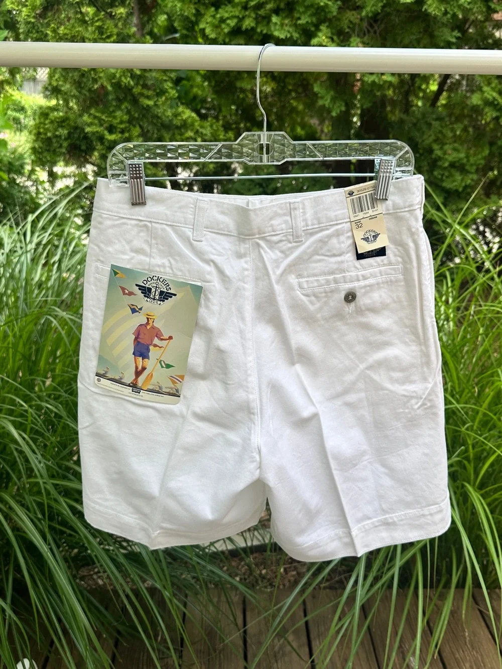 NWT Vintage Levi's Dockers Men's White Flat Front Cotton Shorts Style 30529-0750